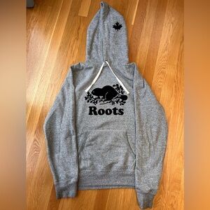 Roots Gray Hoodie with Black Beaver Logo